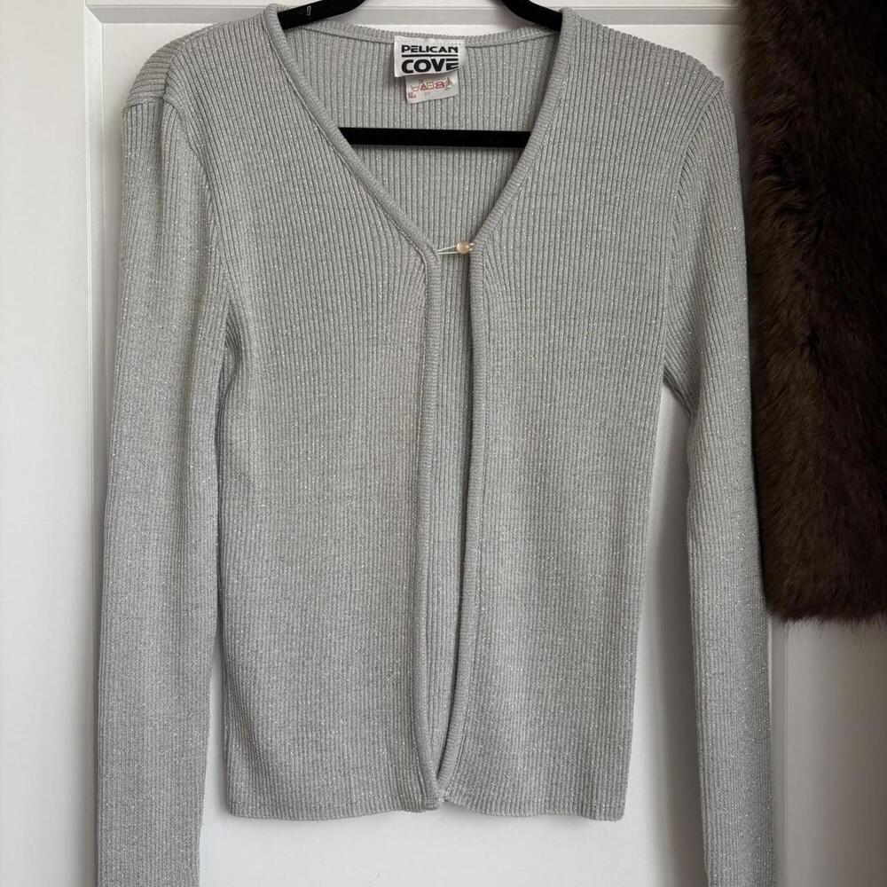 VINTAGE PELICAN COVE SPARKLY SILVER CARDIGAN
